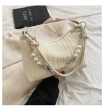 Soft Cloth Beaded Shoulder Bag for Women