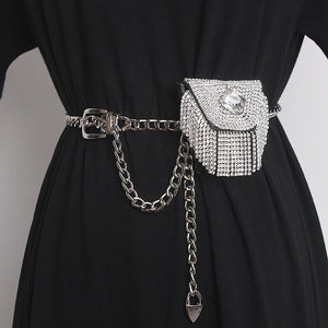 Plaid Tassel Waist Chain Fanny Pack Dress