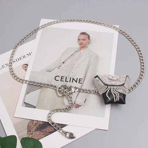 Plaid Tassel Waist Chain Fanny Pack Dress