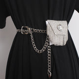 Plaid Tassel Waist Chain Fanny Pack Dress