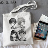Omori Canvas Shoulder Bag Women, Cotton Fabric Handbag Tote for Girls