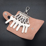 Leather Keychain Men Women Key Holder Organizer Pouch Cow Split Car Long Key Bag