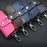 Leather Keychain Men Women Key Holder Organizer Pouch Cow Split Car Long Key Bag
