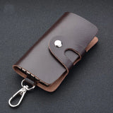Leather Keychain Men Women Key Holder Organizer Pouch Cow Split Car Long Key Bag