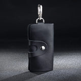 Leather Keychain Men Women Key Holder Organizer Pouch Cow Split Car Long Key Bag