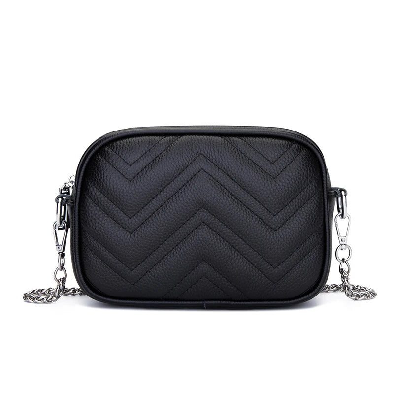 Leather Women Bags Wave Shoulder Crossbody Classic Messenger Bag