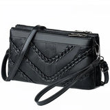 Leather Women Shoulder Bags Rivet Tassel Female Solid Colour