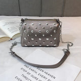 Summer Lady Leather Messenger Bag Chain Small Rivet Handbags