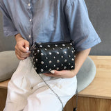 Summer Lady Leather Messenger Bag Chain Small Rivet Handbags