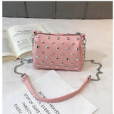 Summer Lady Leather Messenger Bag Chain Small Rivet Handbags