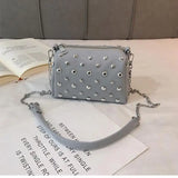 Summer Lady Leather Messenger Bag Chain Small Rivet Handbags