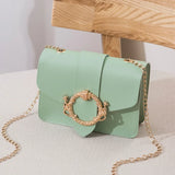 Girl PU Leather Square Bag Lovely Japanese Chain One Shoulder Crossbody Bag
