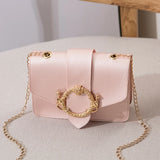 Girl PU Leather Square Bag Lovely Japanese Chain One Shoulder Crossbody Bag
