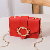 Girl PU Leather Square Bag Lovely Japanese Chain One Shoulder Crossbody Bag