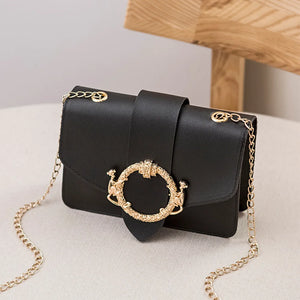 Girl PU Leather Square Bag Lovely Japanese Chain One Shoulder Crossbody Bag