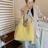 Girl's Heart Pleated Bubble Shoulder Bag Small Fresh Portable Shopping Bag