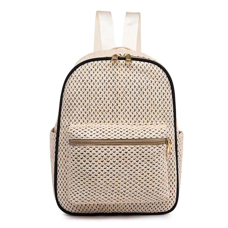 Women's Summer Straw Backpack Boho Beach School Bag