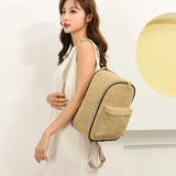 Women's Summer Straw Backpack Boho Beach School Bag