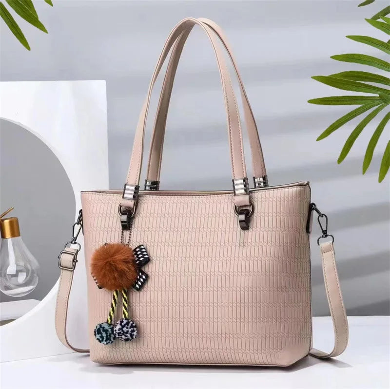 Hair Ball Ornaments Handbag Pleated One-shoulder Diagonal Bag Large-capacity