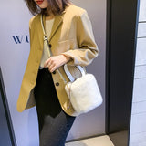Soft Hairy Bucket Bag Single Shoulder Messenger Handbag