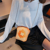 Funny Small Bread Pattern Shoulder Bag Crossbody Chain Messenger Bag