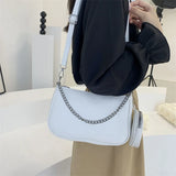 Women's Wide Shoulder Strap Solid Shoulder Bag with Small Round Bag