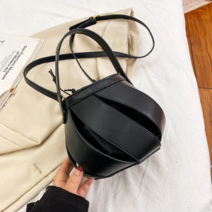 Women's Hollow Out Leather Crossbody Bucket Bag