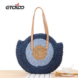 Half-Round Rattan Woven Straw Bag Crossbody Beach Handbag