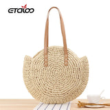 Half-Round Rattan Woven Straw Bag Crossbody Beach Handbag