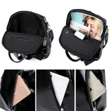 Waterproof PU Backpack Large Capacity School Bag Multifunctional Handbag