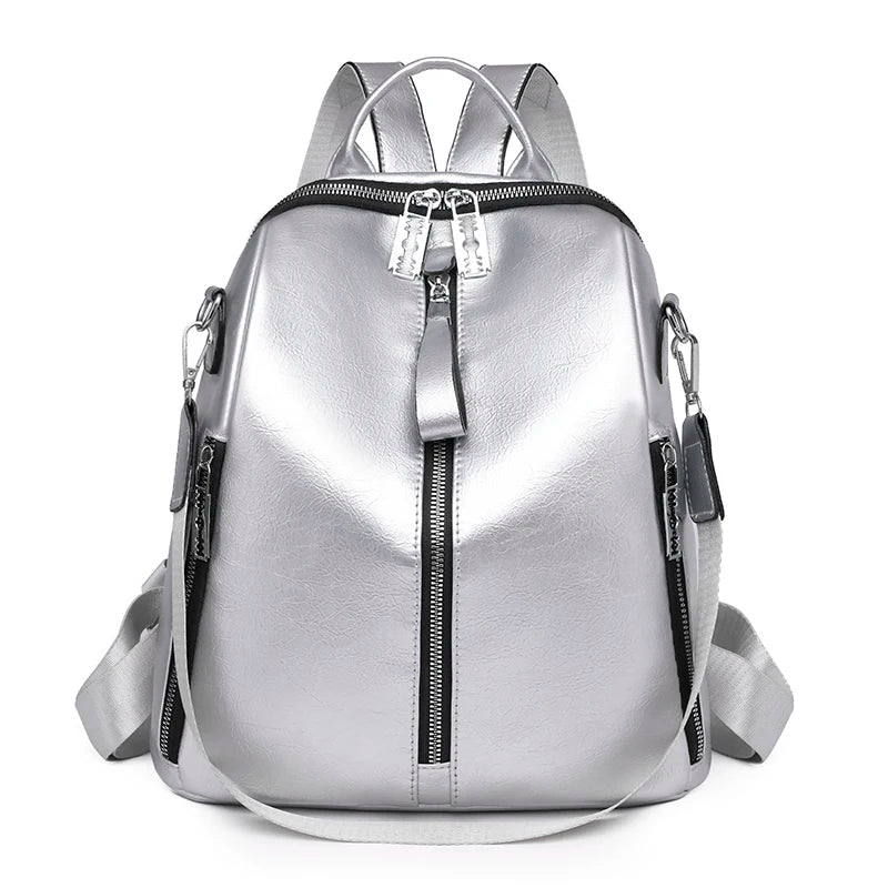 Waterproof PU Backpack Large Capacity School Bag Multifunctional Handbag