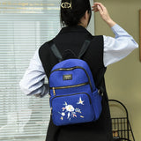 Embroidered Nylon Backpack Large Capacity Girls School Bag