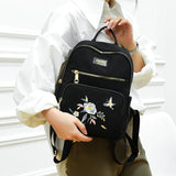 Embroidered Nylon Backpack Large Capacity Girls School Bag
