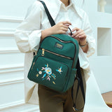 Embroidered Nylon Backpack Large Capacity Girls School Bag