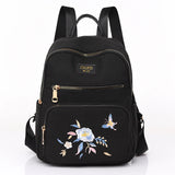 Embroidered Nylon Backpack Large Capacity Girls School Bag
