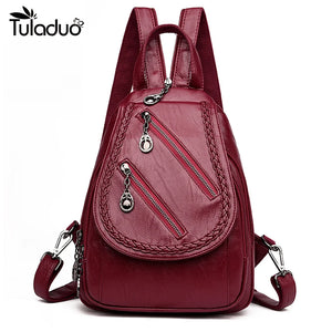 Women's Travel Backpack Shoulder Bag Casual Chest Bag Pu Leather