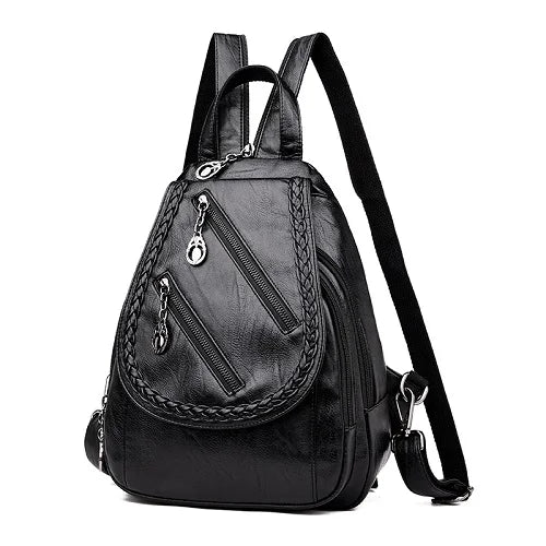Women's Travel Backpack Shoulder Bag Casual Chest Bag Pu Leather