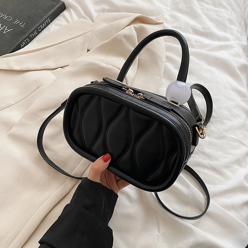 Wavy Embroidery Thread Shoulder Bag Top-handle Bag Purses Sac