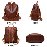 Women's Leather Backpack Large Capacity Anti-Theft Shoulder Bag