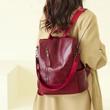 Women's Leather Backpack Large Capacity Anti-Theft Shoulder Bag