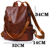 Women's Leather Backpack Large Capacity Anti-Theft Shoulder Bag