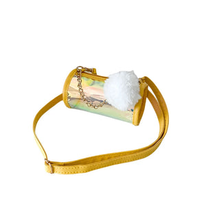 Kids Girls Crossbody Bag Clear Shoulder Purse with Pompom