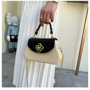 Texture Net Red Girl Hand Chain Cross Body Woven Bag