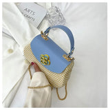Texture Net Red Girl Hand Chain Cross Body Woven Bag