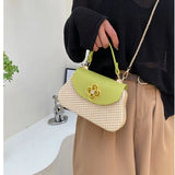 Texture Net Red Girl Hand Chain Cross Body Woven Bag