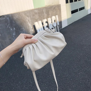 Cloud Wrinkled Dumpling Clip Shoulder Messenger Bag for Women