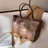 Textured Large Capacity Weaving Shoulder Bag Handbag Tot Bag