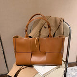 Textured Large Capacity Weaving Shoulder Bag Handbag Tot Bag