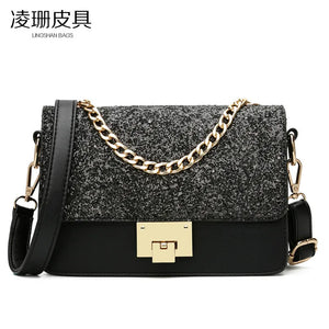 Women's Small Square Bag with Sequin Decoration