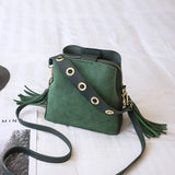 Ladies PU Bucket Bag Small Fringed Messenger Bag